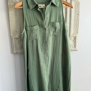 Z Supply Olive Gauze Sleeveless Midi Dress XS